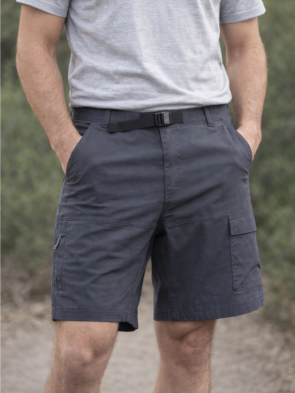 Columbia Men's Charcoal Cargo Shorts with Webbing Belt